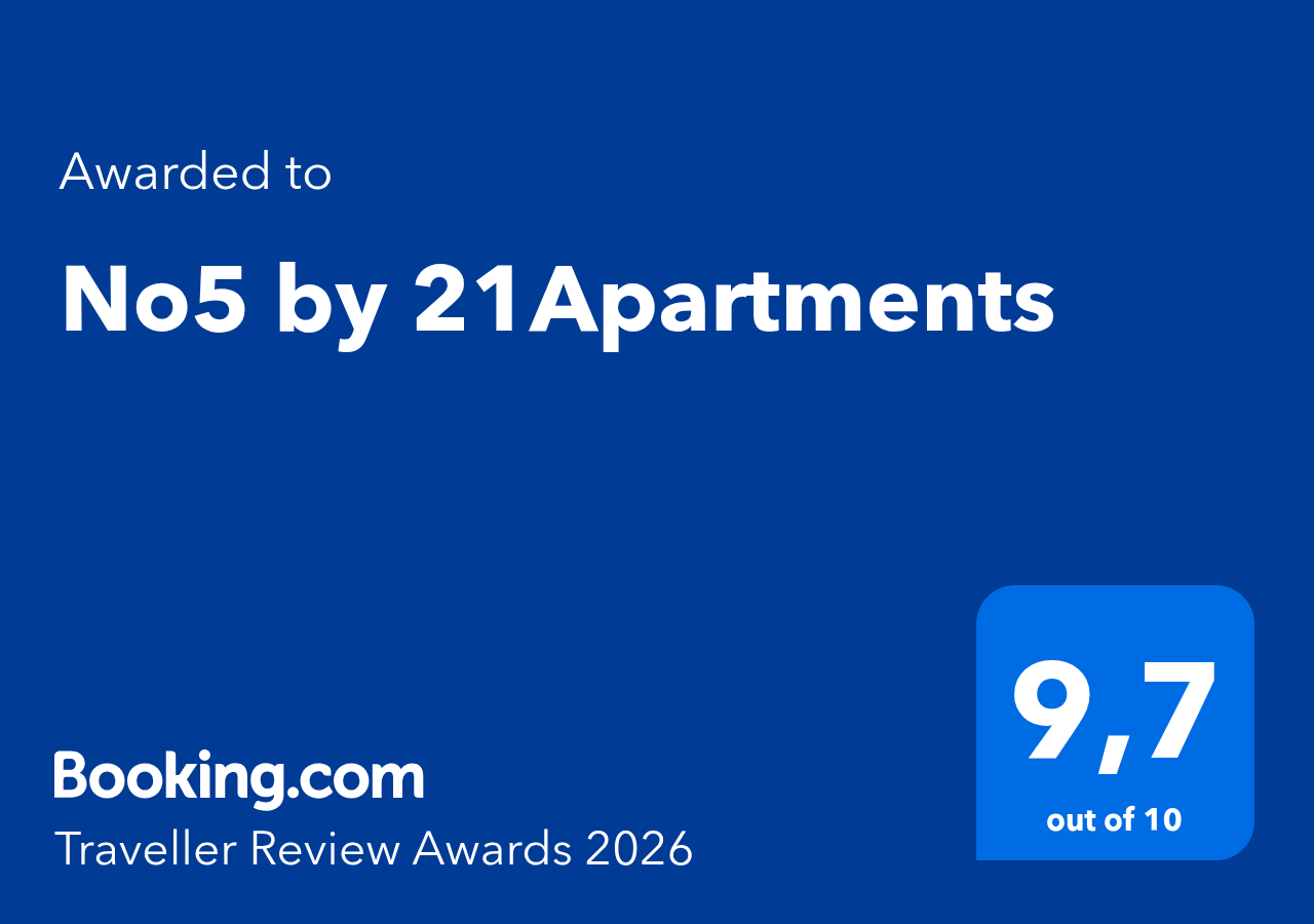 Booking.com Traveller Review Award 2026 – No5 by 21Apartments, 9,7 von 10